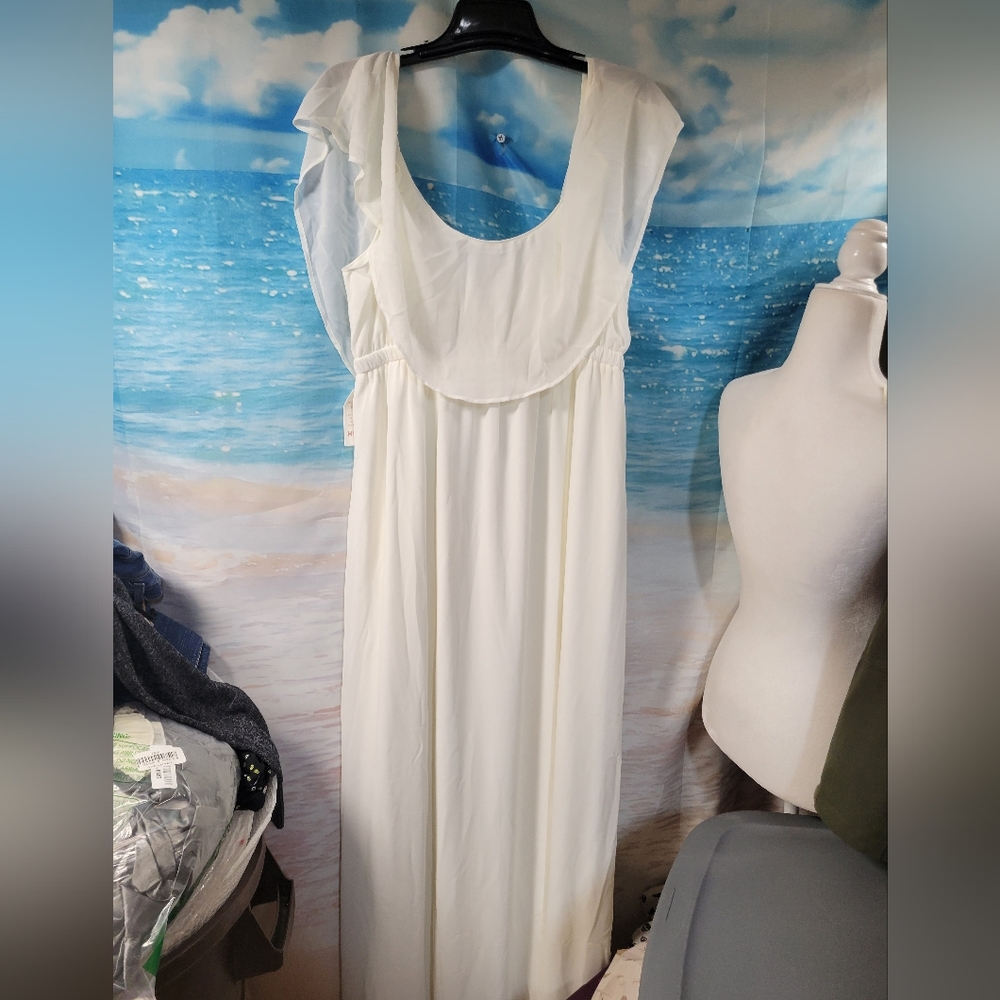 Show Me Your Mumu Weddings NWT Caitlin Ruffle Maxi Dress in White Size 1X